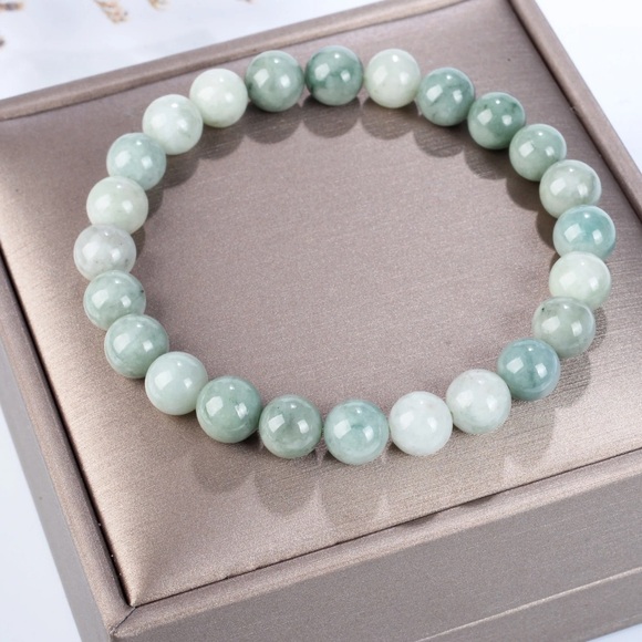 Jewelry - Natural Burma Jade Jadeite 6mm 7.5" Crystal Healing Single Jade Beaded Bracelet